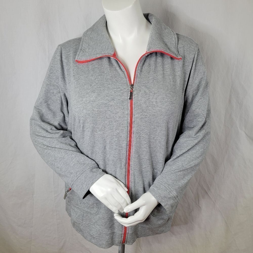 Karen Scott Sport Woman Full Zipper Front Gray Jacket Size 2X